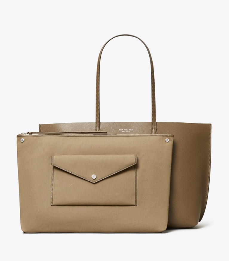 Tory Burch designer tote bags Perry Tote in Wild Mushroom angle