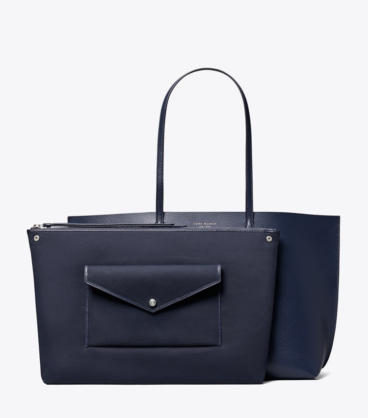 Tory Burch designer tote bags Perry Tote in Dark Sky detail