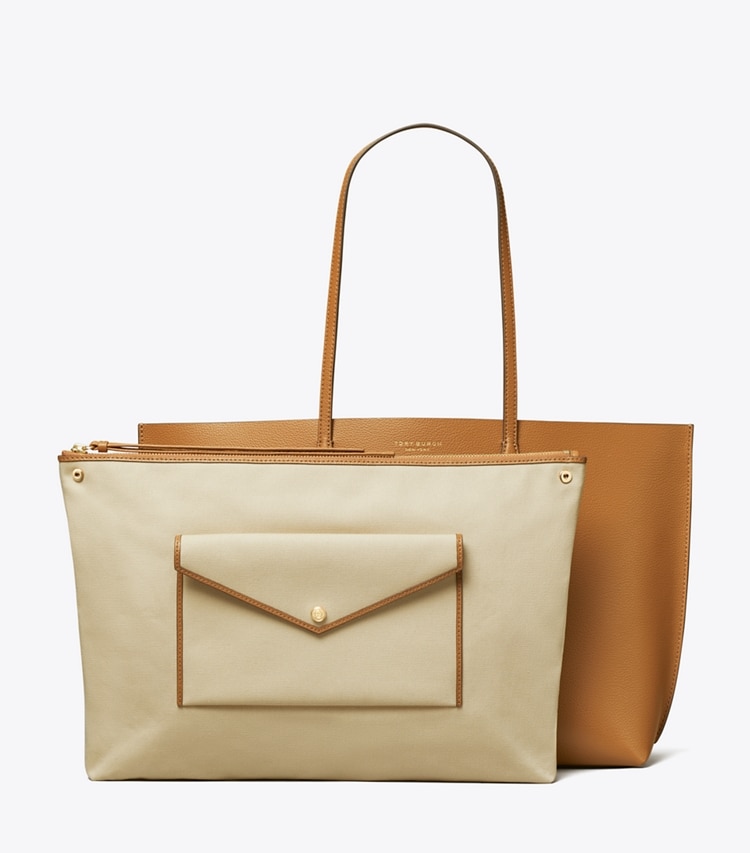 Tory Burch designer tote bags Perry Tote in Autumn Brown detail