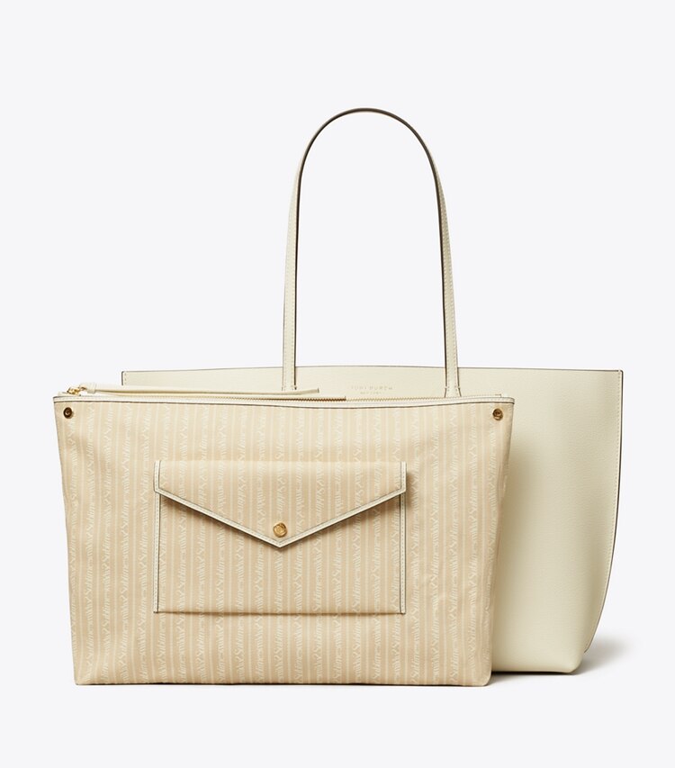 Tory Burch designer tote bags Perry Tote in Warm White detail