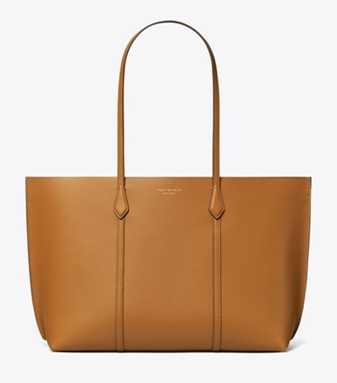 Tory Burch designer tote bags Perry Tote in Autumn Brown front
