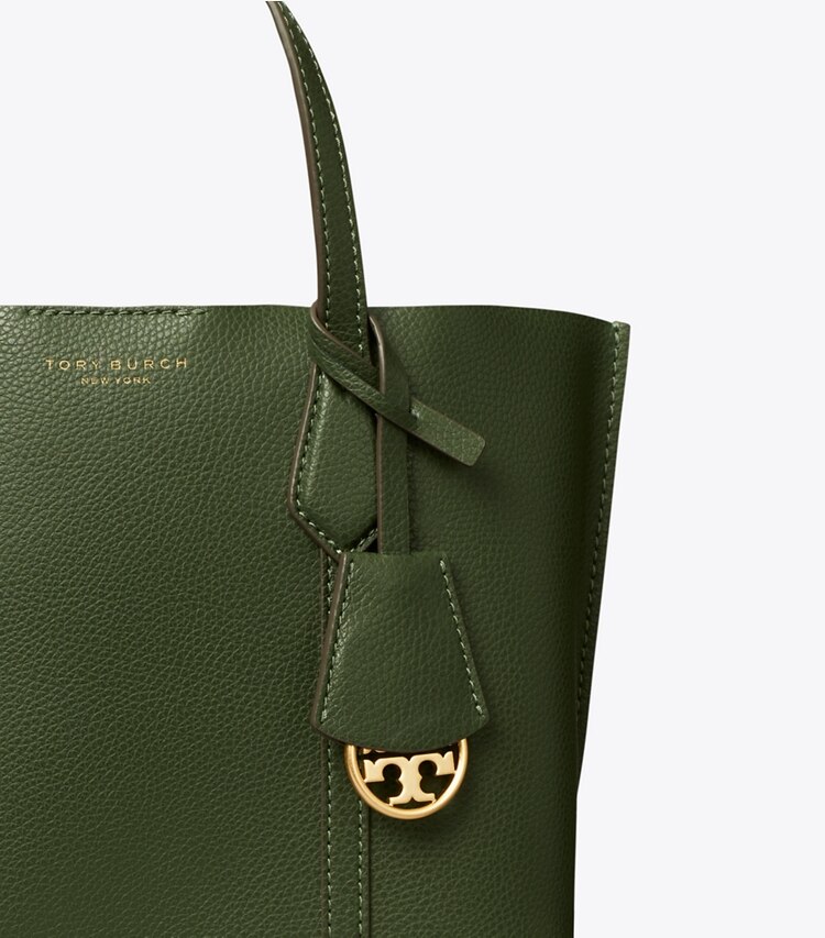 Tory Burch designer tote bags Perry Triple-Compartment Small Tote in Basil detail