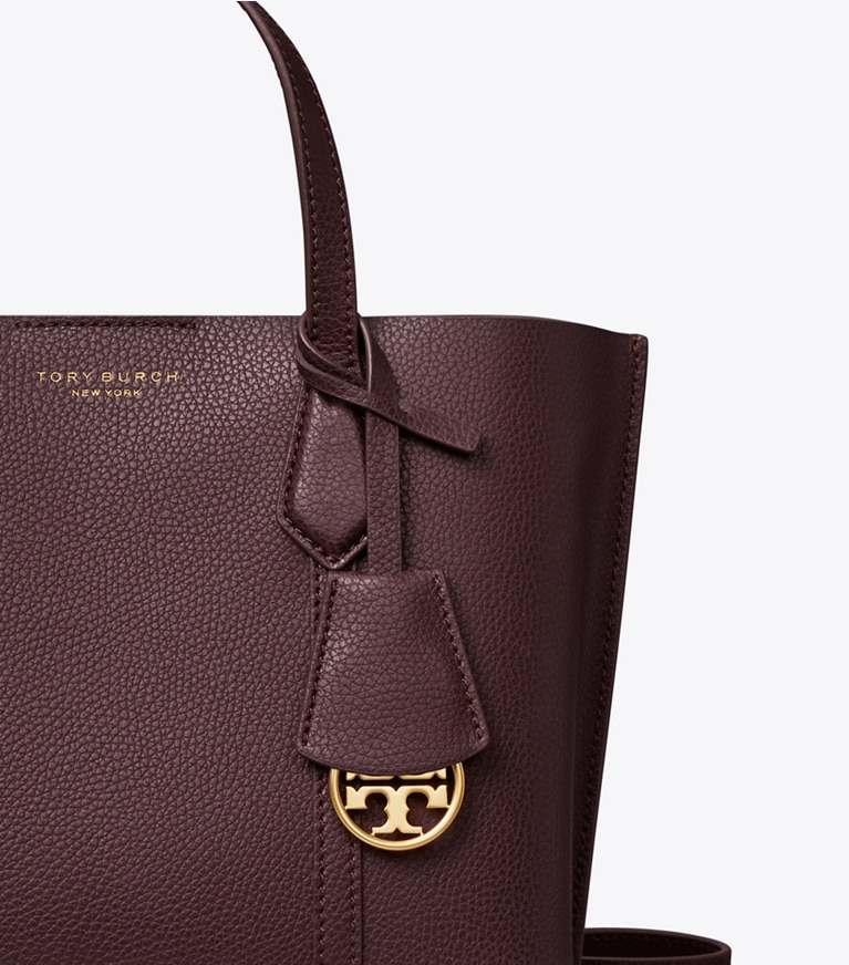 Tory Burch designer tote bags Perry Triple-Compartment Small Tote in Albarossa angle