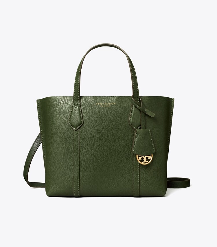 Tory Burch designer tote bags Perry Triple-Compartment Small Tote in Basil front