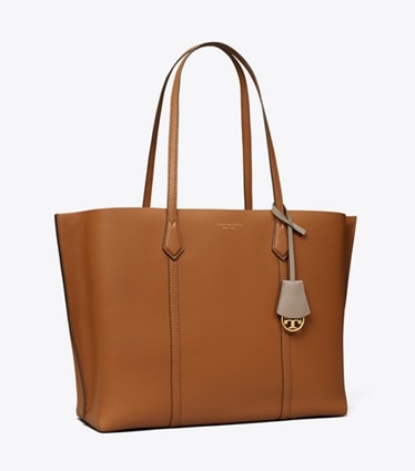 Tory Burch designer tote bags Perry Triple-Compartment Tote in Light Umber angle