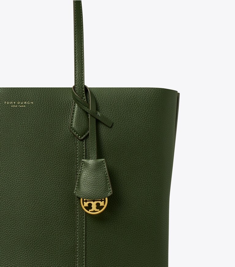 Tory Burch designer tote bags Perry Triple-Compartment Tote in Basil angle