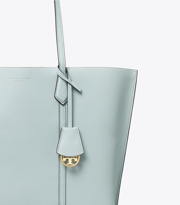 Tory Burch designer tote bags Perry Triple-Compartment Tote in Seltzer / Pavestone angle