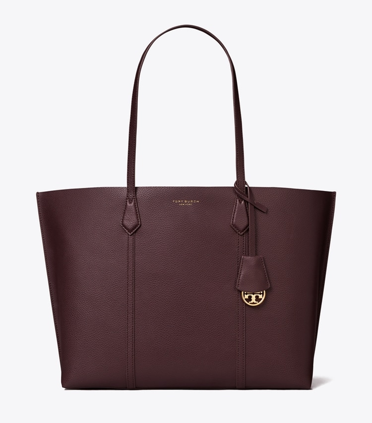 Tory Burch designer tote bags Perry Triple-Compartment Tote in Albarossa front