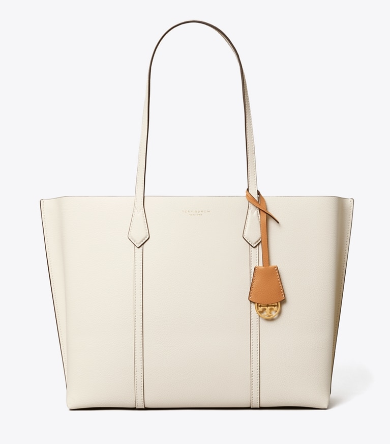 Tory Burch designer tote bags Perry Triple-Compartment Tote in NEW IVORY angle