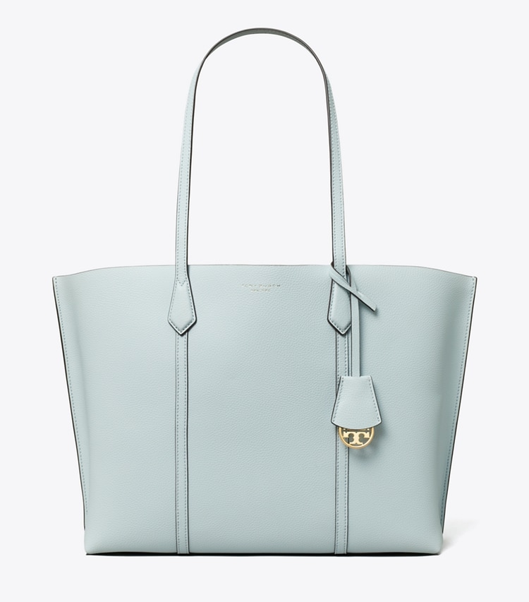 Tory Burch designer tote bags Perry Triple-Compartment Tote in Seltzer / Pavestone front