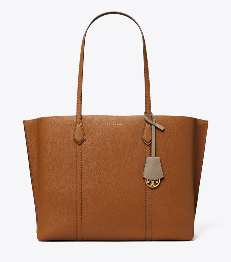 Tory Burch designer tote bags Perry Triple-Compartment Tote in Light Umber angle