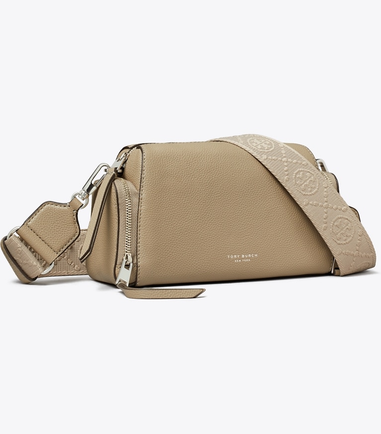 Tory Burch designer crossbody bags Perry Voyager in Soft Cement angle