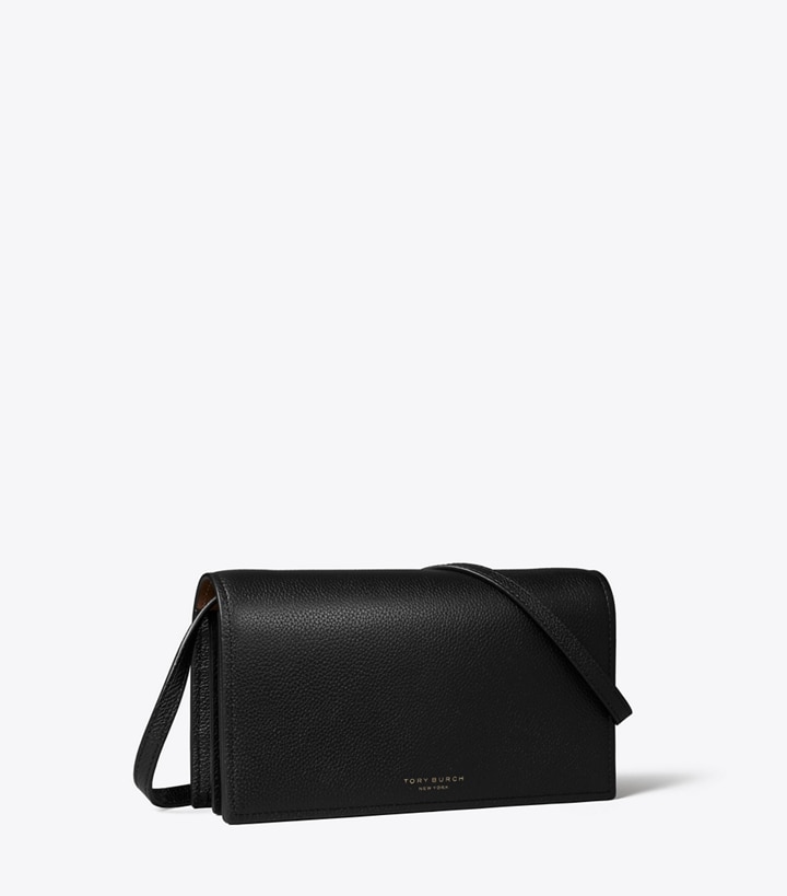 Tory Burch designer crossbody bags Perry Wallet Crossbody in Black angle