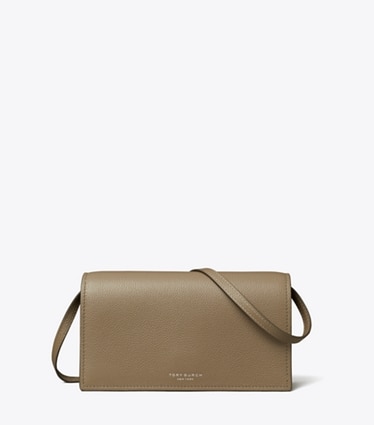 Tory Burch designer mini bags Perry Wallet Crossbody in Wild Mushroom front