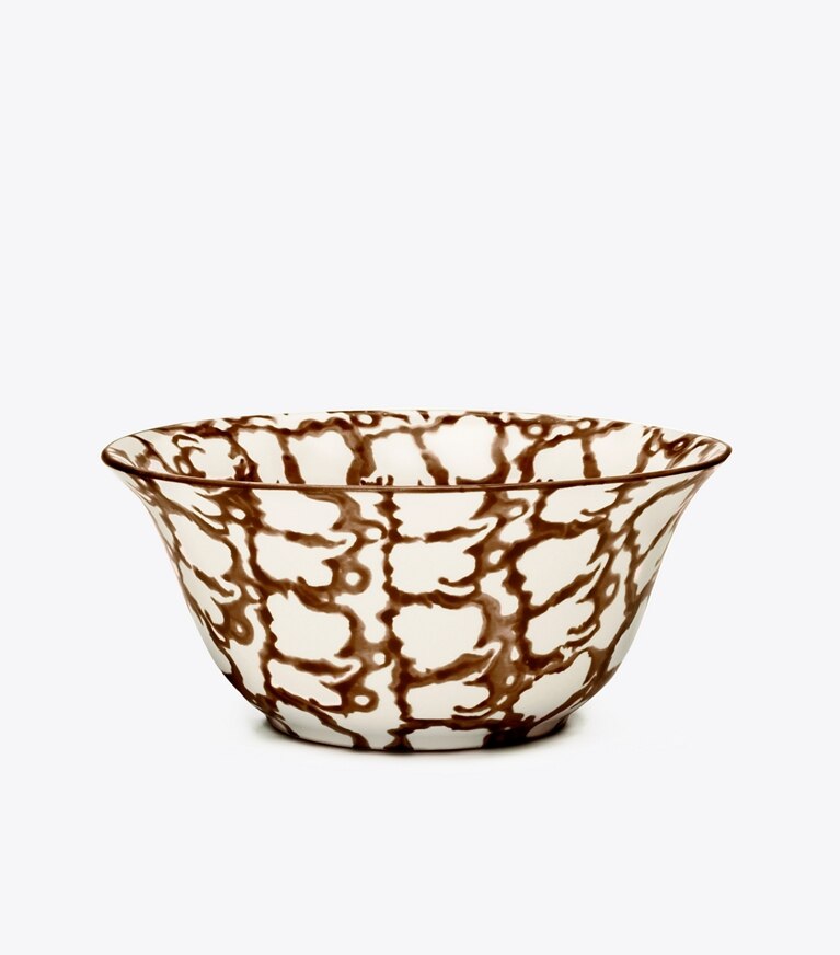 Tory Burch designer vaisselle Petit bol, collection Spongeware, lot de 4 dans Brown/Smoke Ring de face