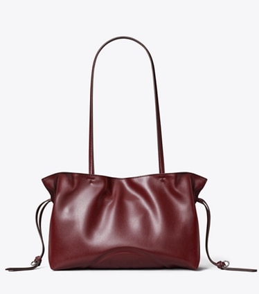Tory Burch designer cabas Petit cabas à cordons de serrage Ella natuura™ in Merlot front