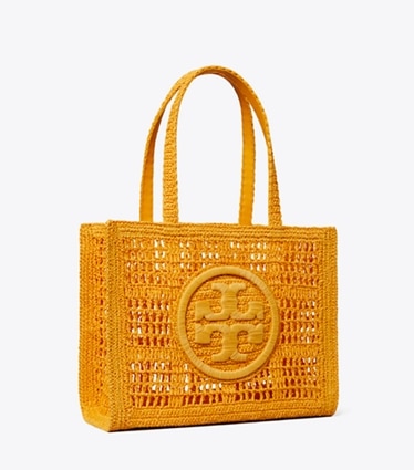 Tory Burch designer cabas Petit cabas Ella crocheté à la main in Peachy angle