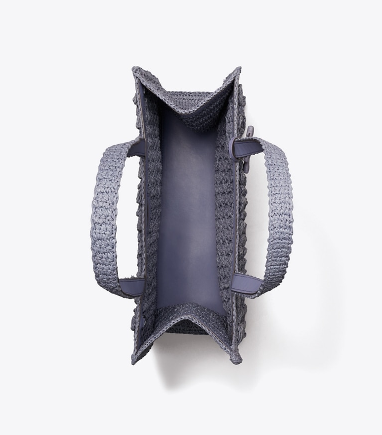 Tory Burch designer cabas Petit cabas Ella Popcorn crocheté  à la main in Gray dessus