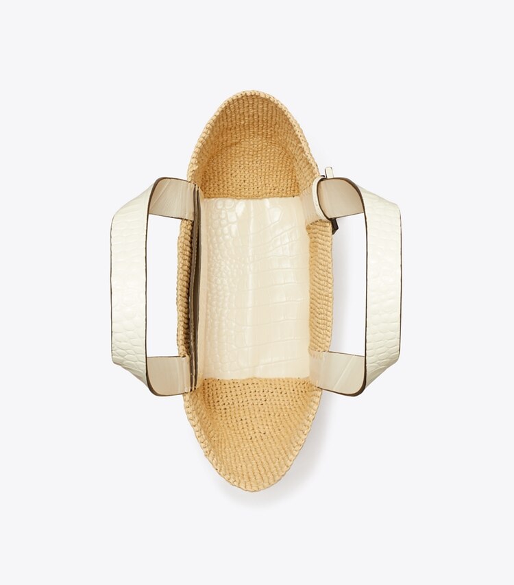 Tory Burch designer cabas Petit cabas en paille in Natural / Warm White dessus