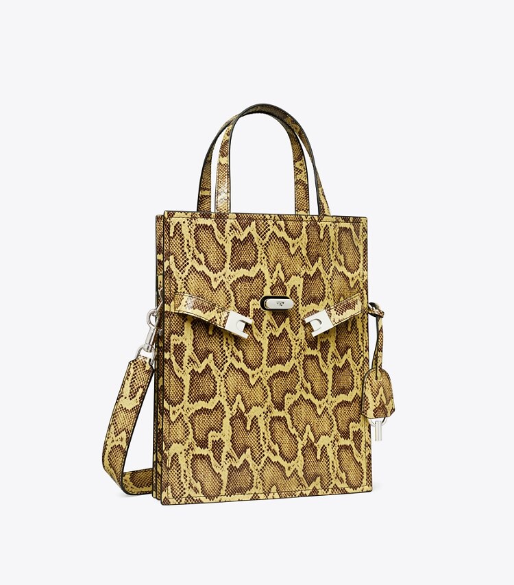 Tory Burch designer sacs porté épaule Petit cabas Lee Radziwill en cuir embossé in Quince / Marten angle