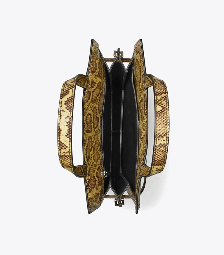 Tory Burch designer sacs porté épaule Petit cabas Lee Radziwill en cuir embossé in Quince / Marten angle