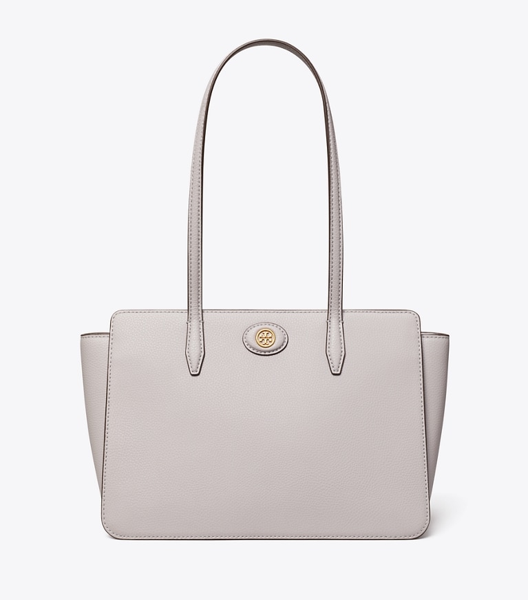 Tory Burch designer cabas Petit cabas Robinson en cuir grainé in Bay Gray front