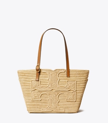 Tory Burch designer cabas Petit cabas structuré Ella en raphia in Natural front