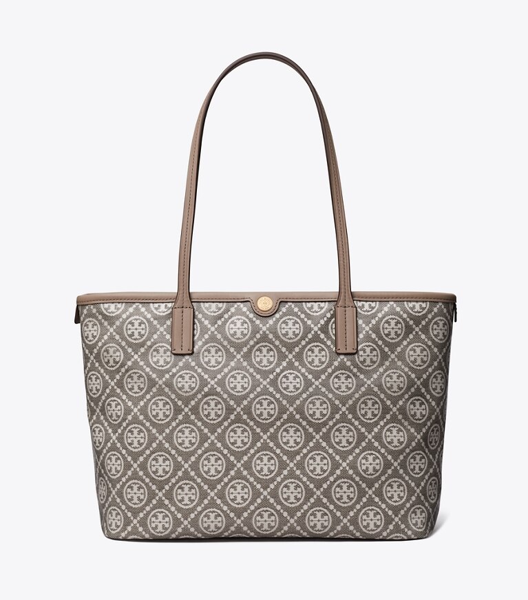 Tory Burch designer cabas Petit cabas zippé T Monogram en jacquard enduit in Charcoal front