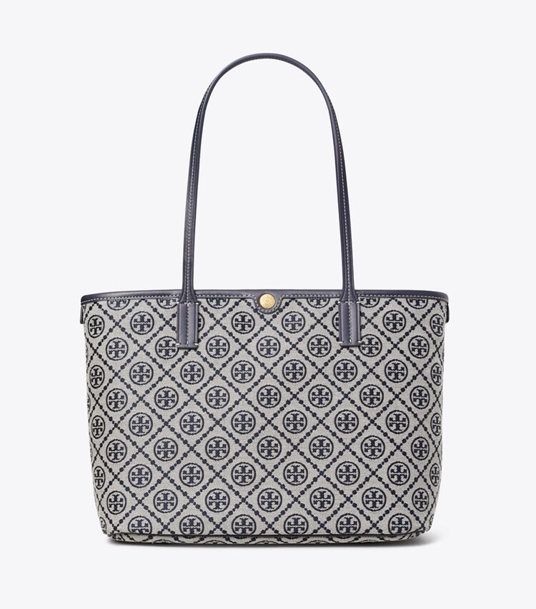 Tory Burch designer cabas Petit cabas zippé T Monogram in TORY NAVY front