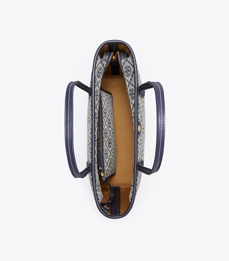 Tory Burch designer cabas Petit cabas zippé T Monogram in TORY NAVY dessus