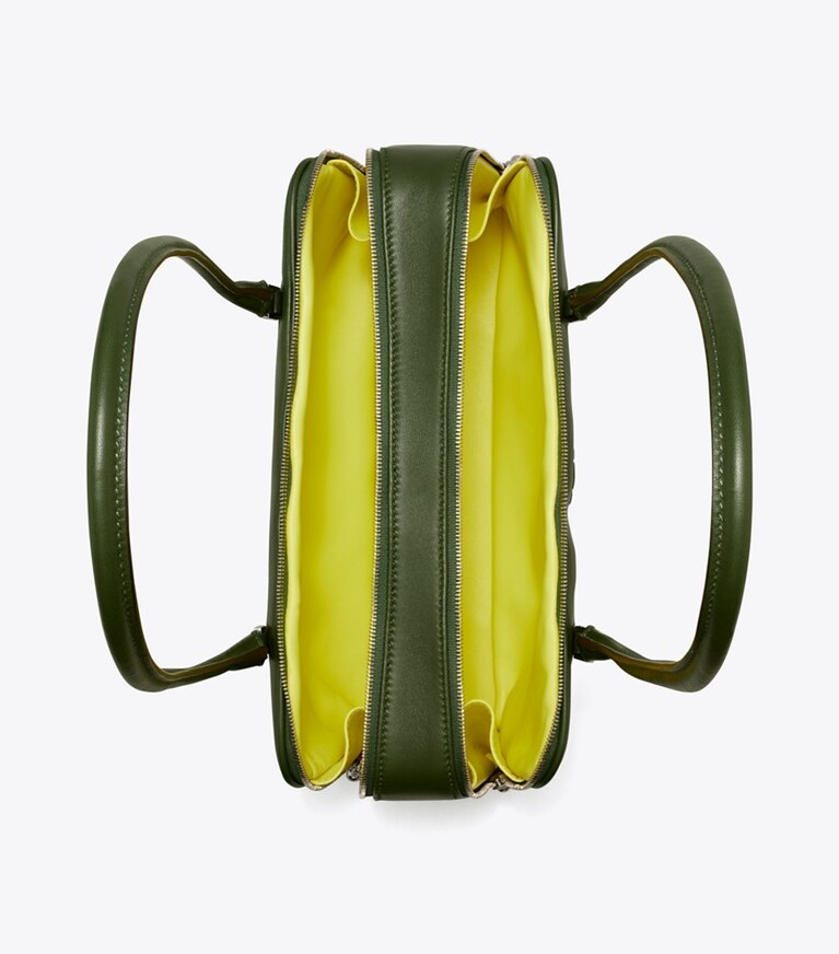 Tory Burch designer sac à main Petit cartable Marshmallow dans Basil vue du dessus