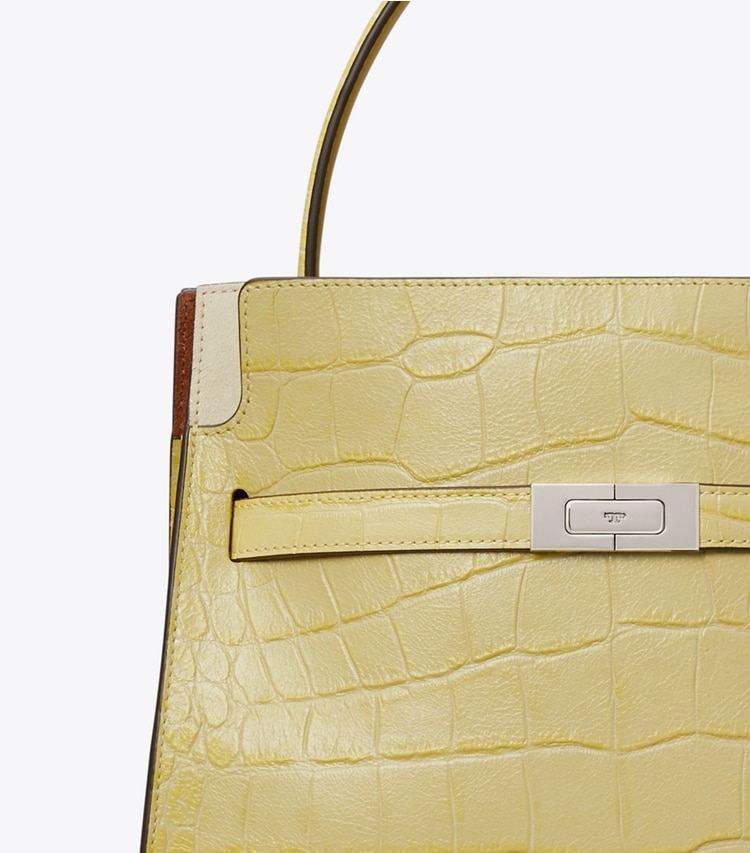 Tory Burch designer sac à main Petit double sac Lee Radziwill en cuir embossé in Yellow Sky informations
