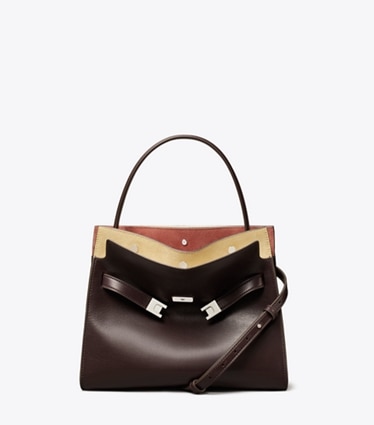 Tory Burch designer sac à main Petit double sac Lee Radziwill in Coco front