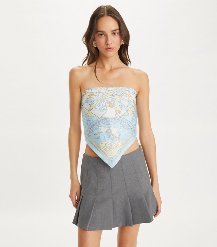 Tory Burch designer écharpes Petit foulard Acrobats dans Aeronauts Neckerchief - Blue accessoire sur le modèle