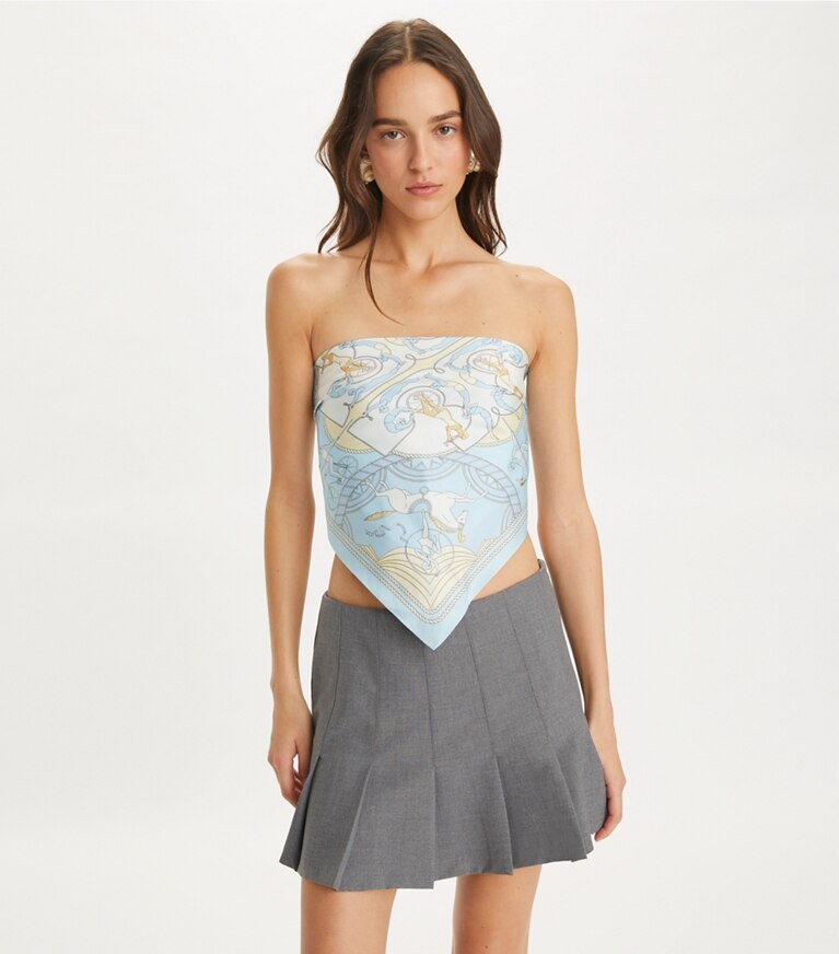 Tory Burch designer écharpes Petit foulard Acrobats dans Aeronauts Neckerchief - Blue accessoire sur le modèle