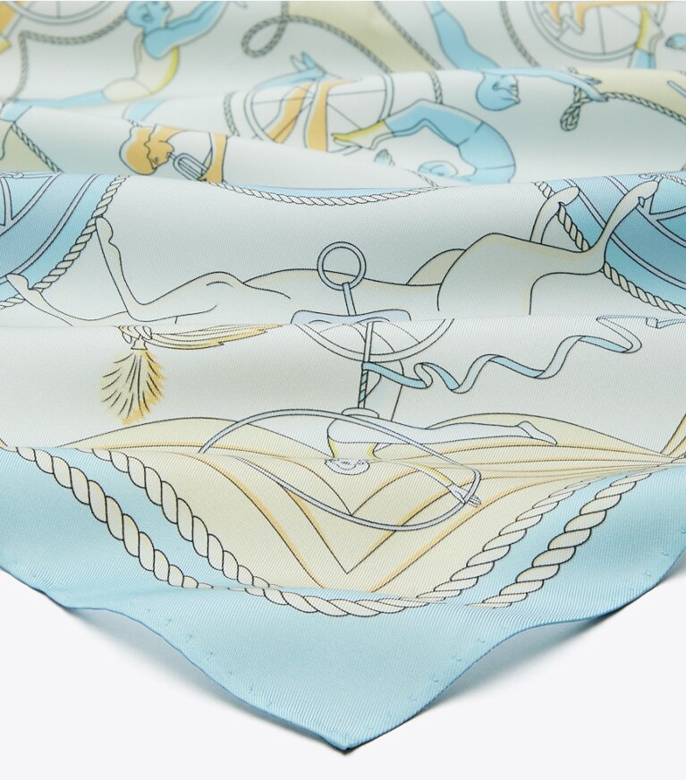 Tory Burch designer écharpes Petit foulard Acrobats dans Aeronauts Neckerchief - Blue détails