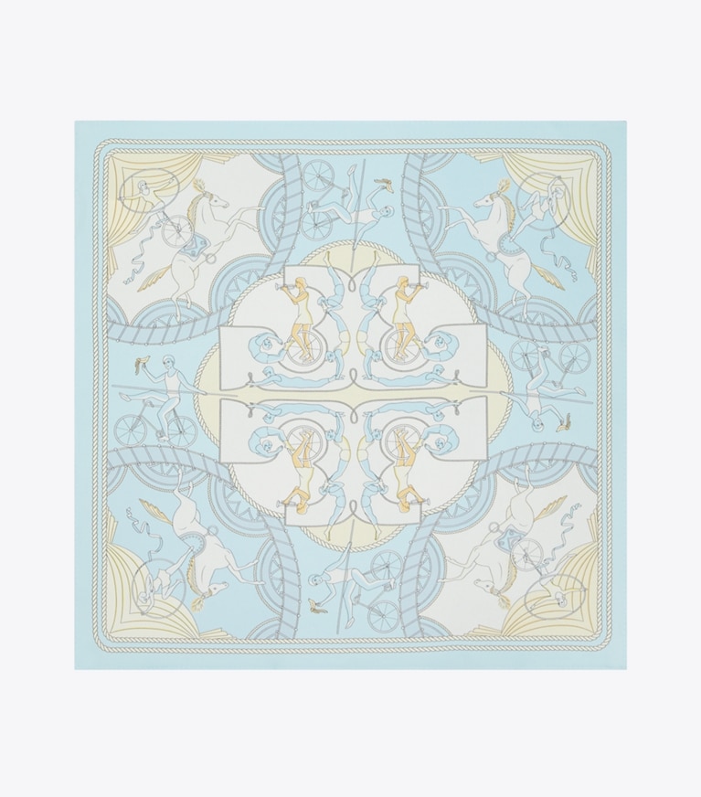 Tory Burch designer écharpes Petit foulard Acrobats dans Aeronauts Neckerchief - Blue vue du dessus