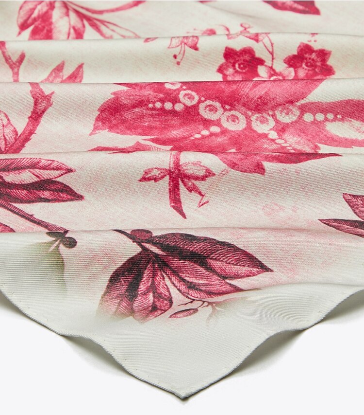 Tory Burch designer écharpes Petit foulard double face Climbing Lilies dans Climbing Lilies Neckerchief - Pink détails
