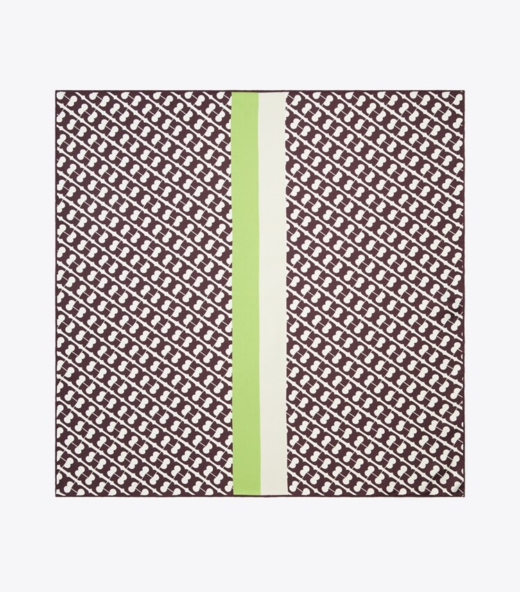 Tory Burch designer écharpes Petit foulard en soie T Link dans Green T Link vue du dessus