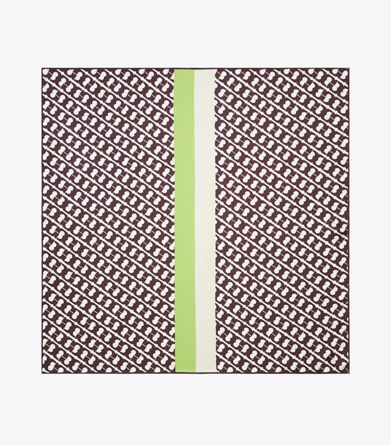 Tory Burch designer écharpes Petit foulard en soie T Link dans Green T Link vue du dessus