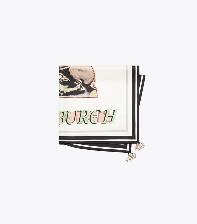 Tory Burch designer écharpes Petit foulard Good Boy in White folded