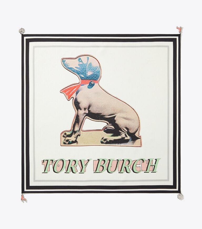 Tory Burch designer écharpes Petit foulard Good Boy in White dessus