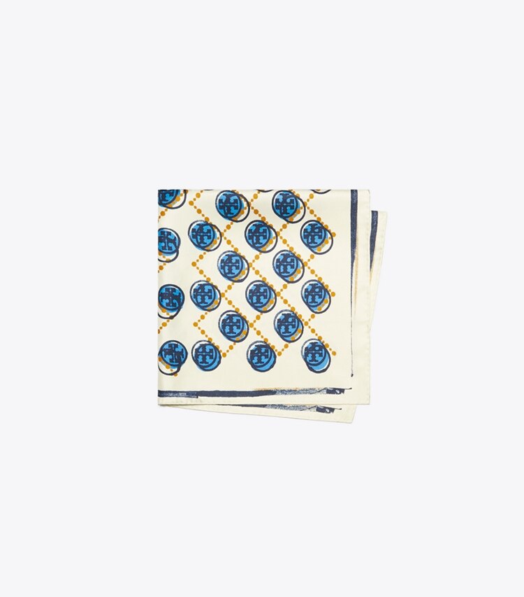 Tory Burch designer écharpes Petit foulard T Monogram estampé dans Ivory plié
