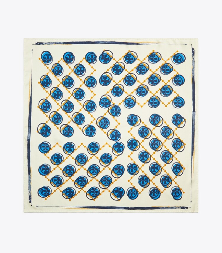 Tory Burch designer écharpes Petit foulard T Monogram estampé dans Ivory vue du dessus
