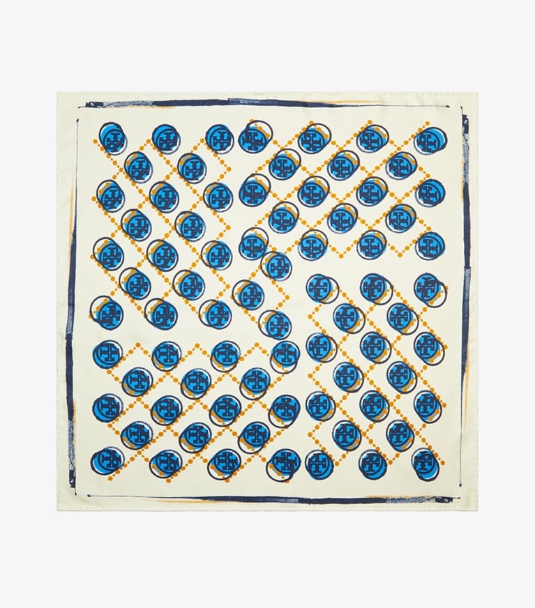 Tory Burch designer écharpes Petit foulard T Monogram estampé dans Ivory vue du dessus