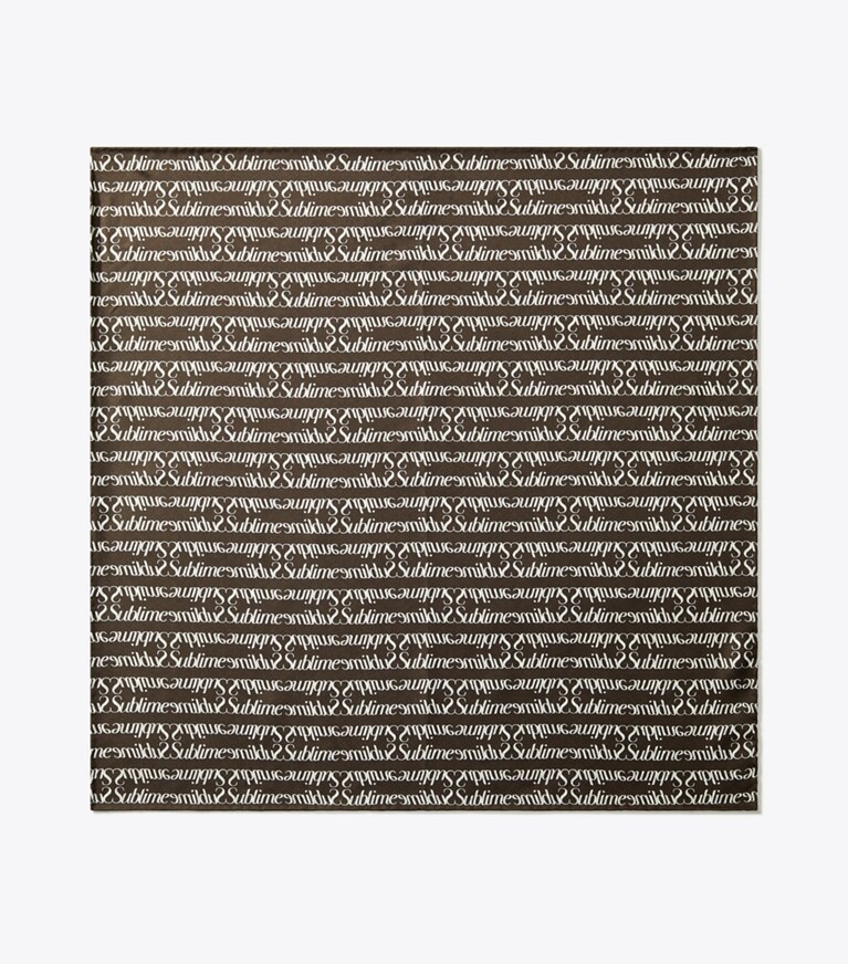 Tory Burch designer écharpes Petit foulard T Monogram Sublime in Chocolate Brown dessus