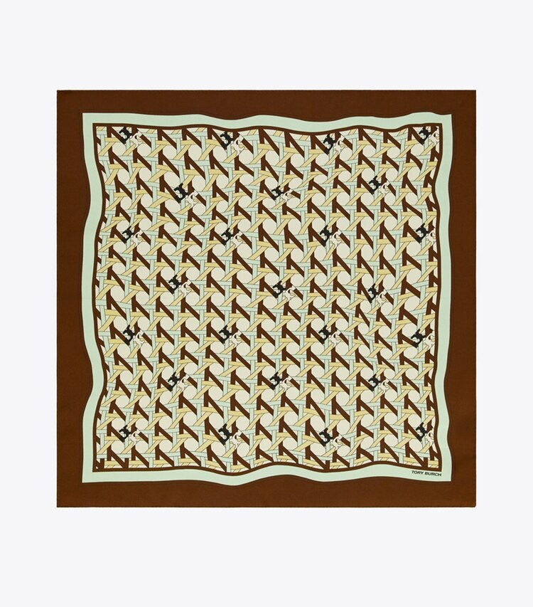 Tory Burch designer écharpes Petit foulard tissé panier dans Basketweave Brown vue du dessus