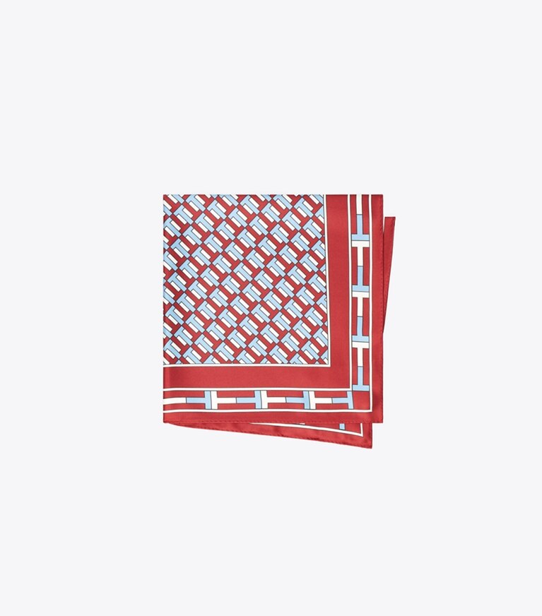 Tory Burch designer écharpes Petit foulard Two for T in Red / Blue folded