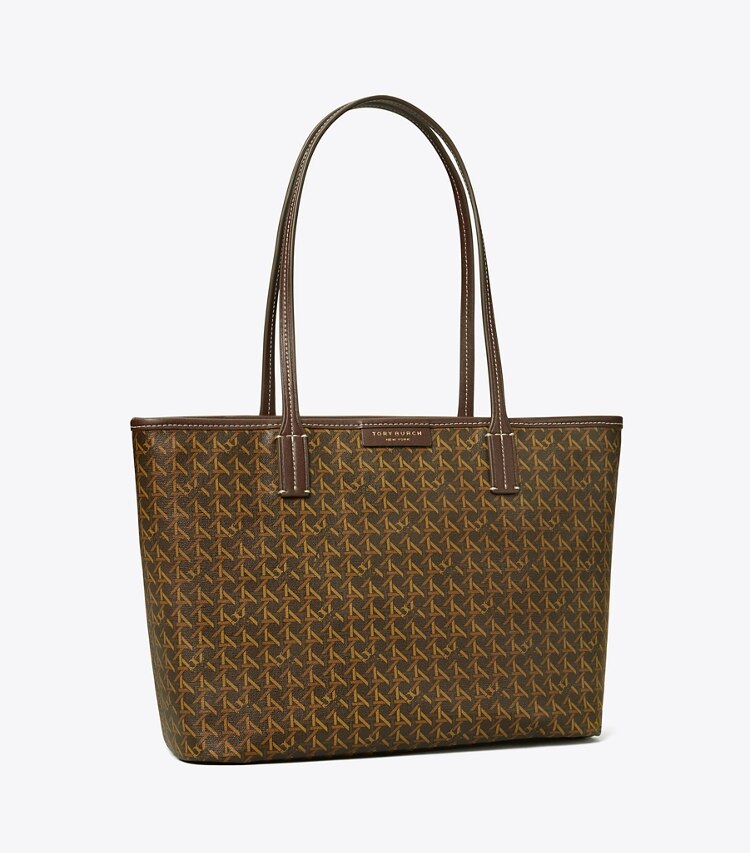 Tory Burch designer cabas Petit fourre-tout à glissière Ever-Ready dans Chocolate angle