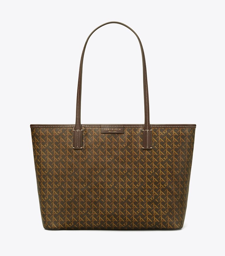 Tory Burch designer cabas Petit fourre-tout à glissière Ever-Ready dans Chocolate de face